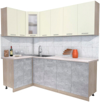 Кухонный гарнитур Интерлиния Мила 12x22  (ваниль/бетон/травертин) - 