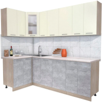 Кухонный гарнитур Интерлиния Мила 12x23 (ваниль/бетон/травертин) - 