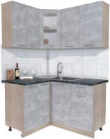 Кухонный гарнитур Интерлиния Мила 12x14 (бетон/бетон/кастилло темный) - 