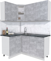 Кухонный гарнитур Интерлиния Мила 12x16 (бетон/бетон/кастилло темный) - 