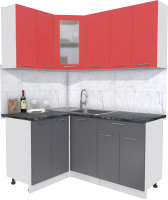 Кухонный гарнитур Интерлиния Мила 12x16 (красный/антрацит/кастилло темный) - 