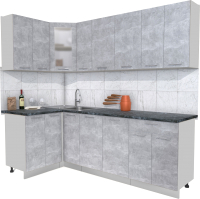 Кухонный гарнитур Интерлиния Мила 12x23 (бетон/бетон/кастилло темный) - 