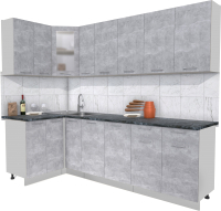 Кухонный гарнитур Интерлиния Мила 12x25  (бетон/бетон/кастилло темный) - 