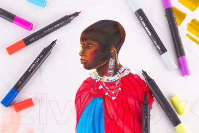 Изображение товара Маркер художественный Сонет Twin / 164125-61 (зелено-синий)