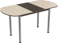 Обеденный стол ВВР Премьер раздвижной 110-150x70 (ваниль/подстолье прямое хром) - 