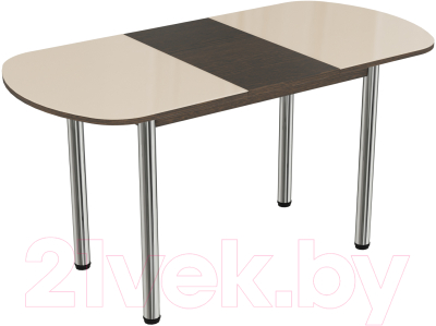 Обеденный стол ВВР Премьер раздвижной 110-150x70 (ваниль/подстолье прямое хром)