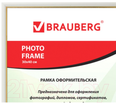 Рамка Brauberg HIT2 / 391136 (белый с золотом)