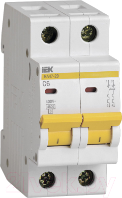 Выключатель автоматический IEK ВА 47-29 6А 2P 4.5кА С / MVA20-2-006-C