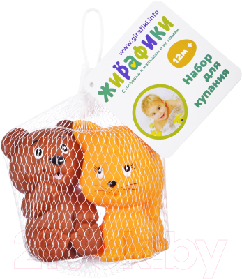 Набор игрушек для ванной Жирафики Мишка и котенок / 681270