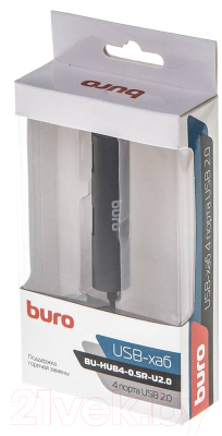 USB-хаб Buro BU-HUB4-0.5R-U2.0 (черный)