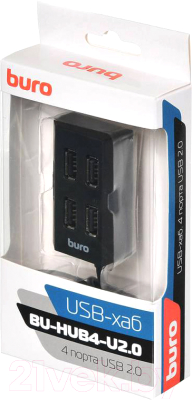 USB-хаб Buro BU-HUB4-U2.0 (черный)