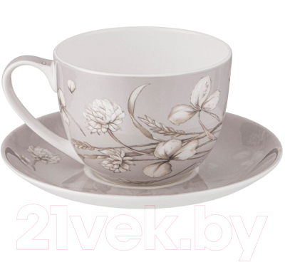 Чашка с блюдцем Lefard White Flower / 415-2136 (серый)
