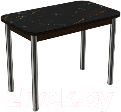 Обеденный стол ВВР Прямоугольный 100x60 (стекло фотопечать мрамор черный/подстолье прямое черный)