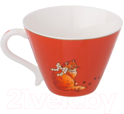 Чашка с блюдцем Lefard Кошка / 754-163 (охра)