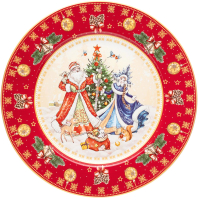 Тарелка столовая обеденная Lefard Дед Мороз и Снегурочка / 85-1716 (красный) - 