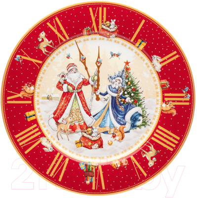 Тарелка столовая обеденная Lefard Часы / 85-1718 (красный)