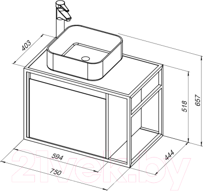 Тумба под умывальник Aquanet Nova Lite Loft 75 L / 261658 (дуб рустикальный)