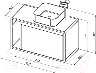 Тумба под умывальник Aquanet Nova Lite Loft 90 R / 261659 (дуб рустикальный)