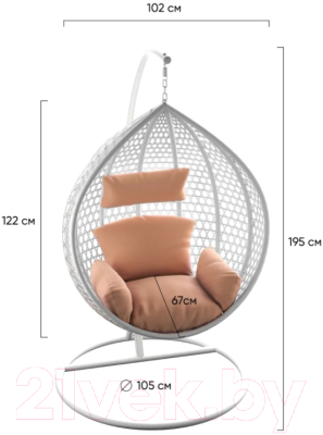 Кресло подвесное Loftyhome Kiwano 1191 (White/Cappuccino)