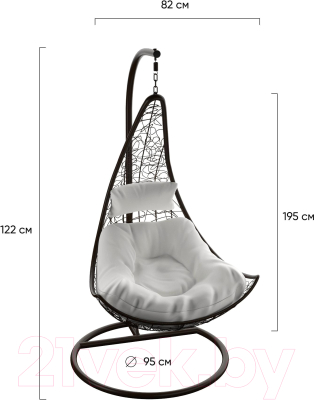 Кресло подвесное Loftyhome Marula 1151 (Dark Brown/White)