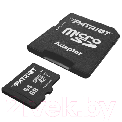Карта памяти Patriot microSDXC (Class 10) 64 Gb + адаптер (PSF64GMCSDXC10)