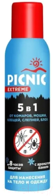 Спрей от насекомых PICNIC Extreme с ароматом ванили 5 в 1 (150мл)