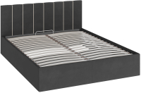 Двуспальная кровать ТриЯ Верона с мягкой обивкой с ПМ 160x200 (велюр серый/кант крем) - 