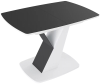Обеденный стол ТриЯ Гарда тип 1 (белый/стекло матовое черный графит) - 