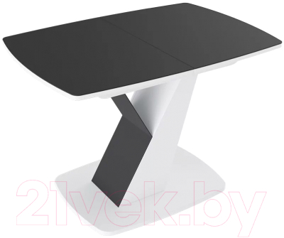 Обеденный стол ТриЯ Гарда тип 1 (белый/стекло матовое черный графит)
