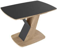 Обеденный стол ТриЯ Гарда тип 1 (дуб крафт золото/стекло матовое черный графит) - 