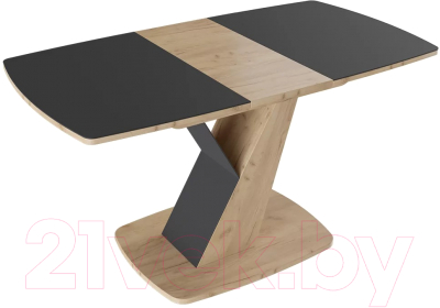 Обеденный стол ТриЯ Гарда тип 1 (дуб крафт золото/стекло матовое черный графит)