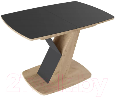 Обеденный стол ТриЯ Гарда тип 1 (дуб крафт золото/стекло матовое черный графит)