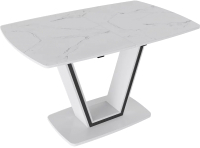 Обеденный стол ТриЯ Дели тип 1 (белый глянец/стекло матовое белый мрамор) - 