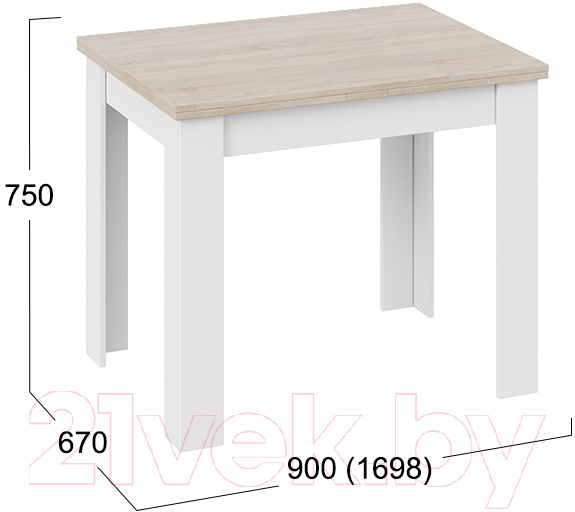 Обеденный стол ТриЯ Промо тип 3 (белый/дуб сонома светлый)