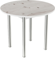 Обеденный стол ВВР Круглый (пластик бискайская сосна/подстолье прямое серый) - 