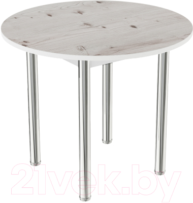 Обеденный стол ВВР Круглый (пластик бискайская сосна/подстолье прямое серый)