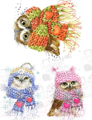 

Декупажная карта Geronimo, Совушки в шарфах 1 / TD25A4-00146