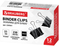 Зажим для бумаги Brauberg 220561 (12шт) - 