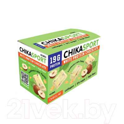 

Протеиновый шоколад Chikalab, Шоколад белый с фундуком и кукурузными чипсами