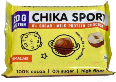 Протеиновый шоколад Chikalab Молочный/фундук (12x100г)