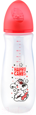 

Бутылочка для кормления Happy Care, Прозрачный;красный, Classic с силиконовой соской / 50312111