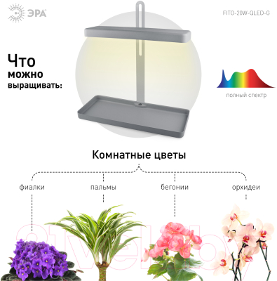 Светильник для растений ЭРА FITO-20W-QLED-G / Б0039035