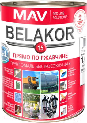 Грунт-эмаль MAV Belakor-15 (1л, белый матовый)