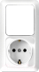 Блок выключатель+розетка Universal Олимп О0038 (белый) - 