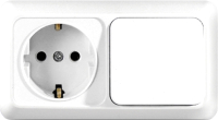 Блок выключатель+розетка Universal Олимп О0032 (белый) - 