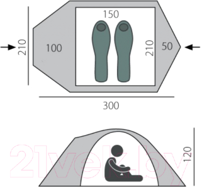 Палатка BTrace Talweg 2+ / T0496 (зеленый)