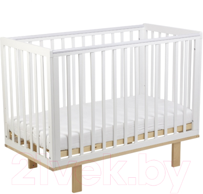 Детская кроватка Polini Kids Simple 340 / 0003107-17 (белый/натуральный)