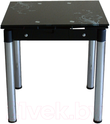 Обеденный стол Баобаб В08-76 (черный с цветами)