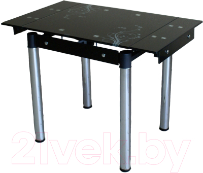 Обеденный стол Баобаб В08-76 (черный с цветами)