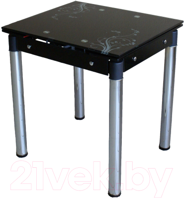 Обеденный стол Баобаб В08-77 (черный с цветами)